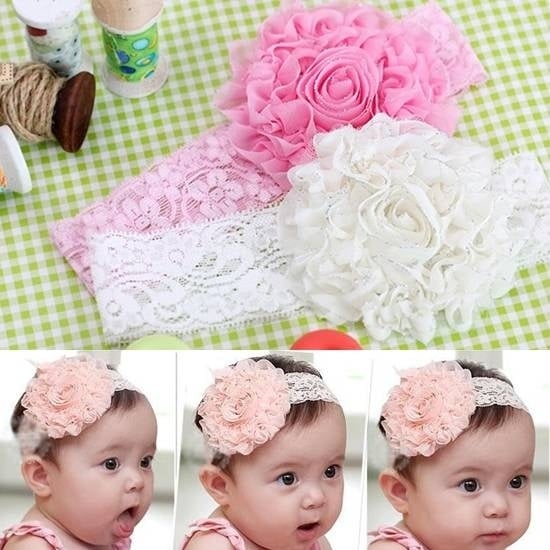 Newborn Baby Girl Kids Infant Headband Foot Flower Elastic Hair Band ZP