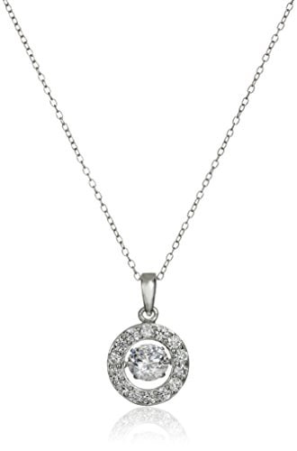 Diamond Scotch Round White Cubic Zirconia Cushion Frame Pendant Necklace in 14k White Gold Over 18 inch