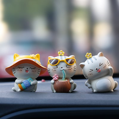 Qoo10 かわいい猫の飾り 樹脂製の装飾品 車家オ 家具 インテリア