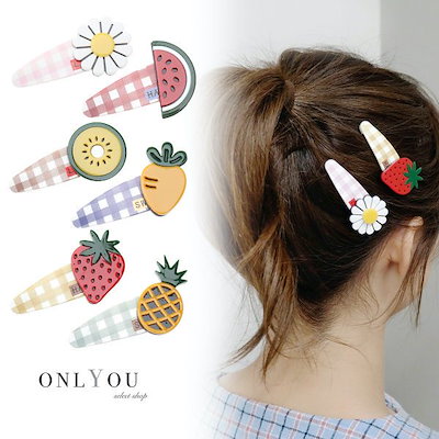 Qoo10 かわいい ぷっくりモチーフパッチンピン ヘアピン バッグ 雑貨