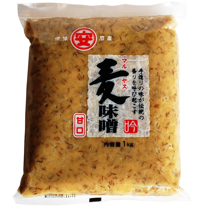 市場 麦味噌 愛媛県産はだか麦の甘口の 1kg 麦みそ