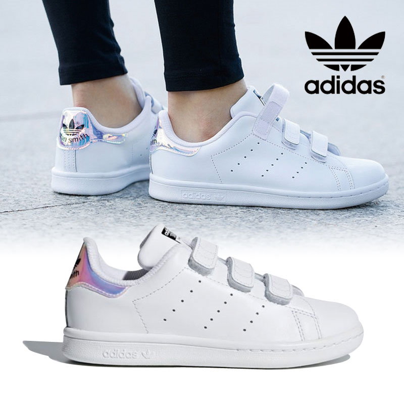 Qoo10 Adidas Aq6273 Kids Stan Smith キッズ スタンスミスコンフォートc スニーカーアディダス 厚底 女性 男性 スニーカー白 ベルクロ Silver Metalli