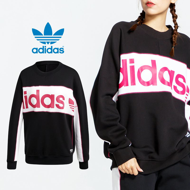 Qoo10 Adidas Logo Sweatshirt Fh7563 日本未発売 アディダス ロゴ トレーナー 三つ葉 レディース 送料無料