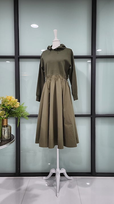 Qoo10 アノラックワンピースフードニットワンピー レディース服