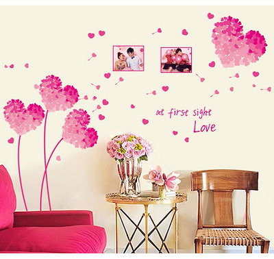 Qoo10 イケア ウォールステッカー ハートの花 ピンク 家具 インテリア