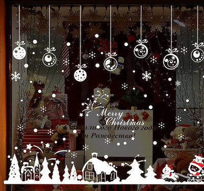 Qoo10 ウォールステッカー クリスマス 雪の街 家具 インテリア