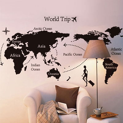 Qoo10 ウォールステッカー 世界地図世界旅行 モ 家具 インテリア
