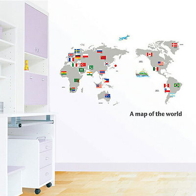 Qoo10 ウォールステッカー 世界地図 ウォールス 家具 インテリア