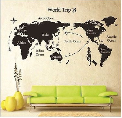 Qoo10 ウォールステッカー 世界地図 トリップ 家具 インテリア
