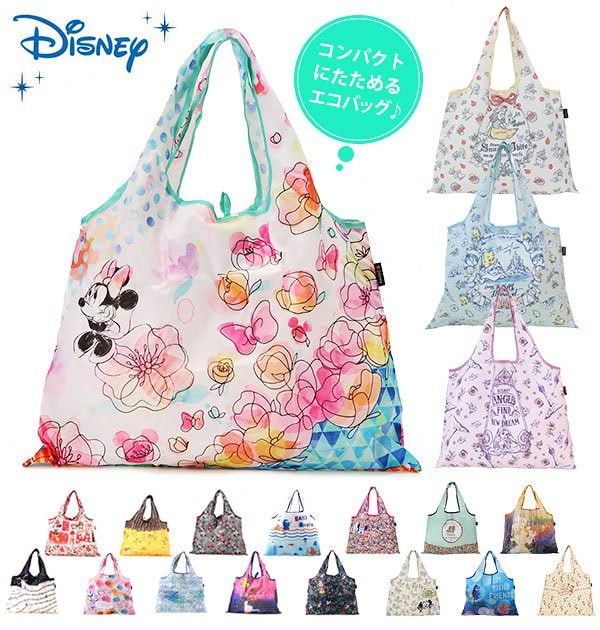 Qoo10 エコバッグ ディズニー Disney エコバック ショッピングバッグ 2way キャラクター 定番 便利 簡単 コンパクト 大きめ 折りたたみ かわいい トート 買い物バッグ