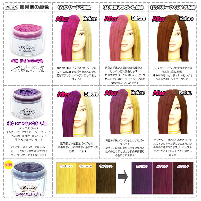 Qoo10 クリップジョイント エンシェールズ カラーバター 0g パープル系ヘアカラー