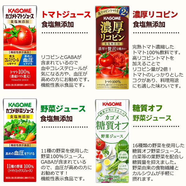 Qoo10] カゴメ 選べる 野菜ジュース トマト 野