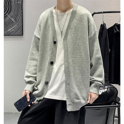 Qoo10 カーディガン メンズ ニット 秋服 セー メンズファッション