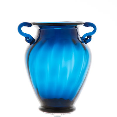 Qoo10 ガラス花瓶 ダブルイヤー ブルー フラワ 家具 インテリア