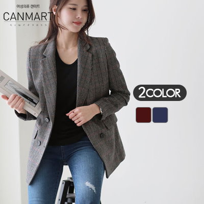 Qoo10 キャンマート Canmart 바넷체크자켓 C021 レディース服