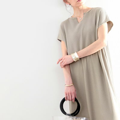 Qoo10 クラシカルエルフ 楽1位獲得 キーネック ワッフルワンピ レディース服