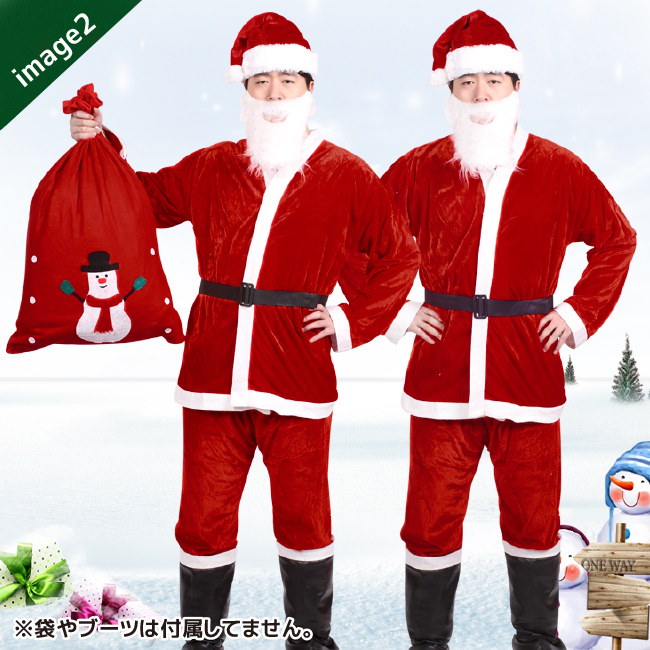 Qoo10 クリスマス服装 メンズ パーティー サンタ衣装 サンタコス 5点セット コスプレ 赤 X Mas Xmas 仮装 Christmas