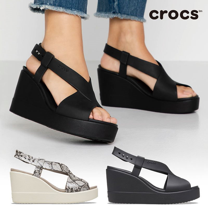 Qoo10 Crocs 6222 Brooklyn High Wedge ウェッジソールサンダル クロックス サンダル 厚底 レディース 韓国ファッション