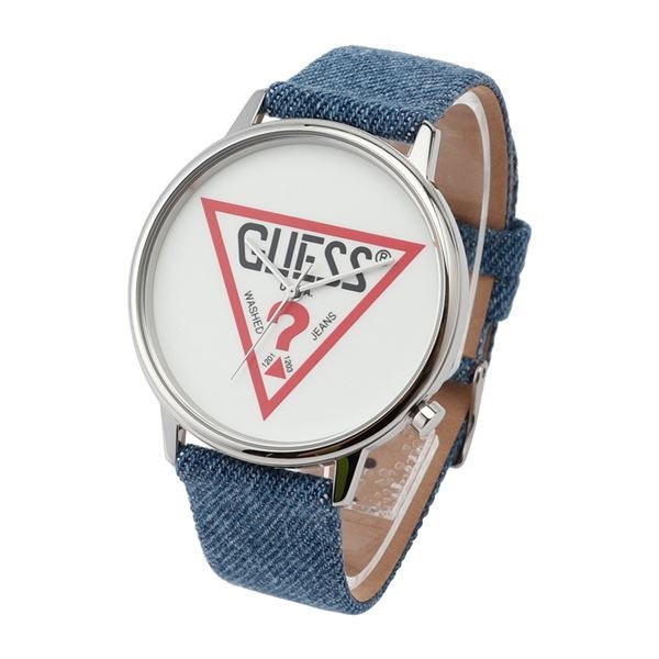 Qoo10 ゲス 腕時計 メンズ レディース Guess ハリウッド Hollywood ブルー 時計 デニム レザー V1001m1