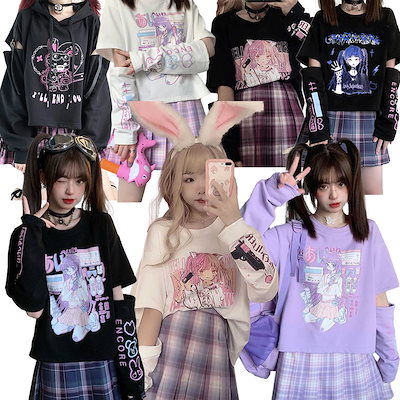 Qoo10 ゴスロリ 少女シャツ 病み可愛い ヒップ レディース服