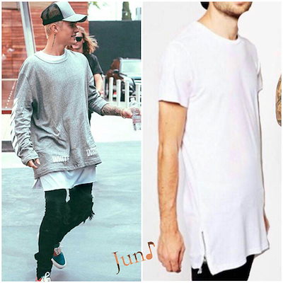 Qoo10 サイドジップ ロング丈 Tシャツ 半袖 メンズファッション