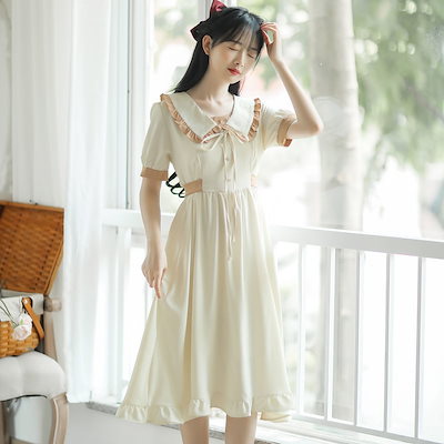 Qoo10 シフォンワンピース優しい風の妖精甘い白い レディース服