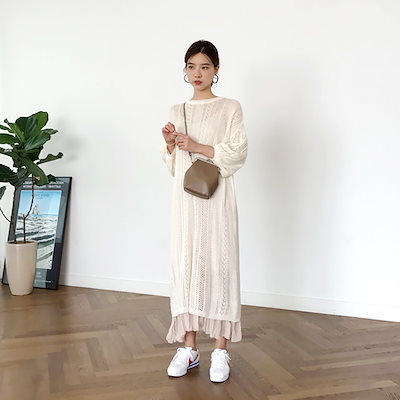 Qoo10 シースルーワンピース レース 長袖 ロン レディース服