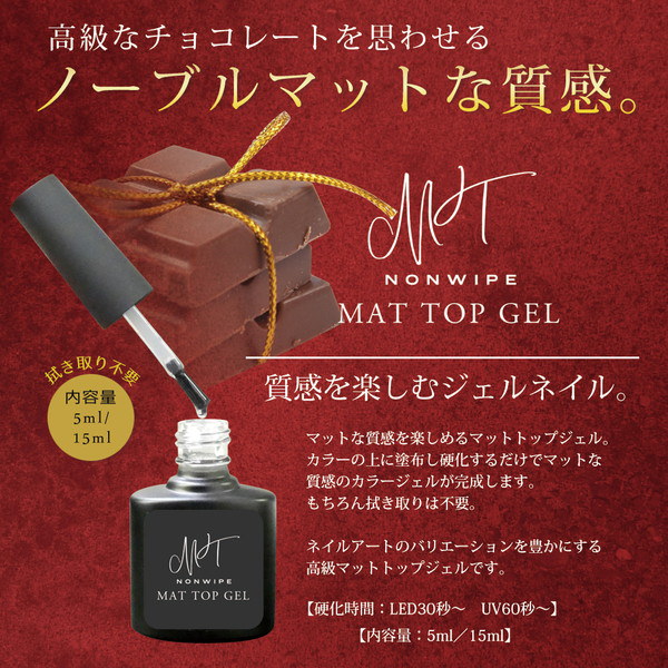 Qoo10 ジェルネイル マットトップジェル 15ml 2 ノーワイプマットトップコート ノンワイプマットトップジェル