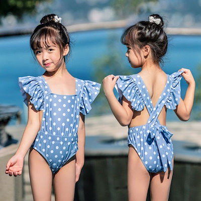 Qoo10 水泳帽付き 袖フリル 水着 水泳 海 女児用 130 キッズ