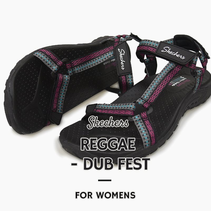 Qoo10 スケッチャーズ Skechers レディース サンダル スポサン カジュアル ファッション Reggae Dub Fest Blk 黒