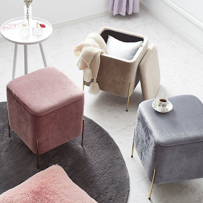 Qoo10 スツール 収納 おしゃれ ベルベッド ベ 家具 インテリア