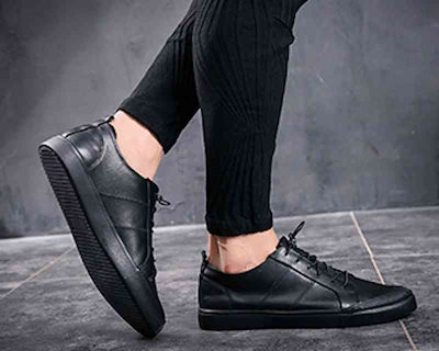 Qoo10 スニーカー メンズ 黒 おしゃれ 本革 メンズバッグ シューズ 小物