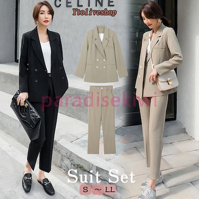 Qoo10 スーツ レディース パンツスーツ 長袖 自転車