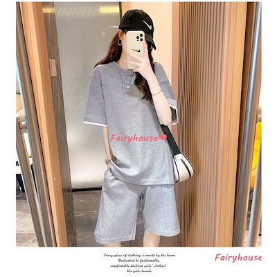 素晴らしい価格 オールインワン セットアップ セットアップレディース春夏半袖セットアップスウェットtシャツショット丈パンツジャージセットアップ スポーツカジュアルオシャレ韓国風ゆったり