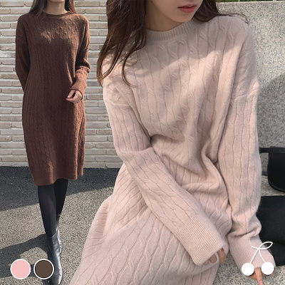 Qoo10 チェリーココ 揚げニットロングワンピースcherryk レディース服