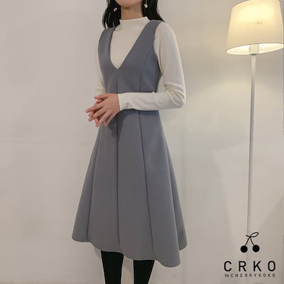 Qoo10 チェリーココ Aラインフェミニンワンピースcherry レディース服