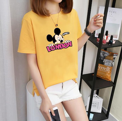 Qoo10 ディズニーミッキー ペア半袖tシャツ レ レディース服