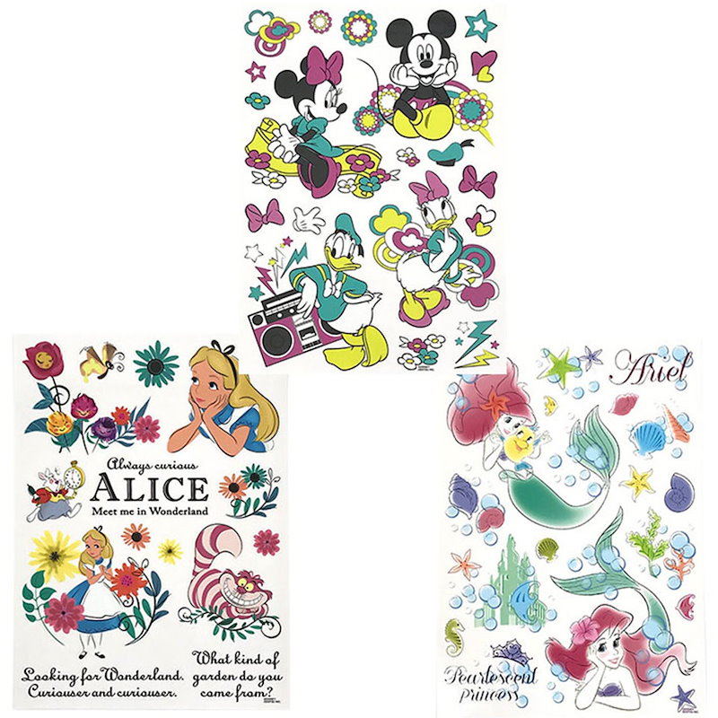 Qoo10 ウォールステッカー ディズニー クリア シール デコシール キャラクター 貼ってはがせる 全3種 アリス ミッキーマウス ミニー ドナルドダック ディジー アリエル プリンセス 人魚 Y1