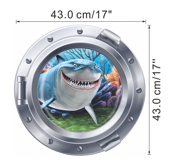 Qoo10 ウォールステッカー 潜水艦窓からニモの鮫