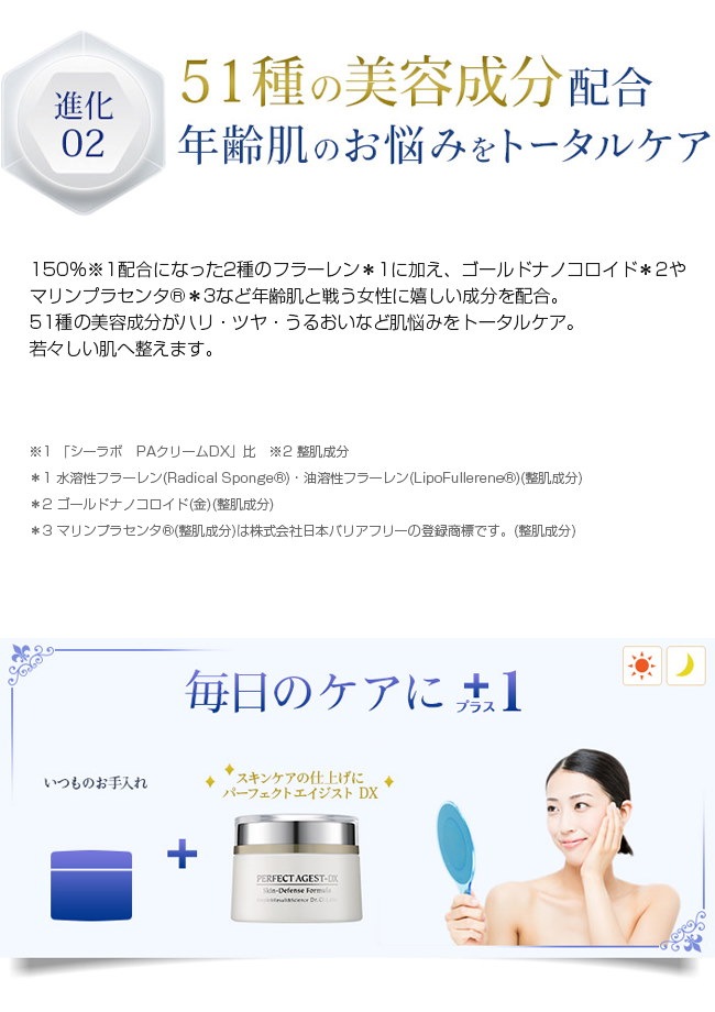 Qoo10 ドクターシーラボ Dr Ci Labo パーフェクトエイジスト Dx 50g エイジングケア クリーム 水溶性フラーレン 油溶性フラーレン