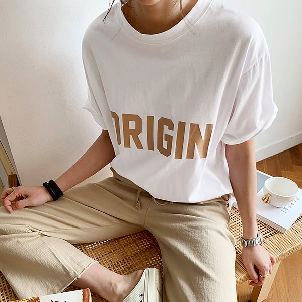 Qoo10 Naning9 ナンニング Origin半袖tシャツ レディース オシャレ 半袖 夏 ロゴt ロゴ Tシャツ 夏服 サマーコーデ 韓国ファッション シンプル