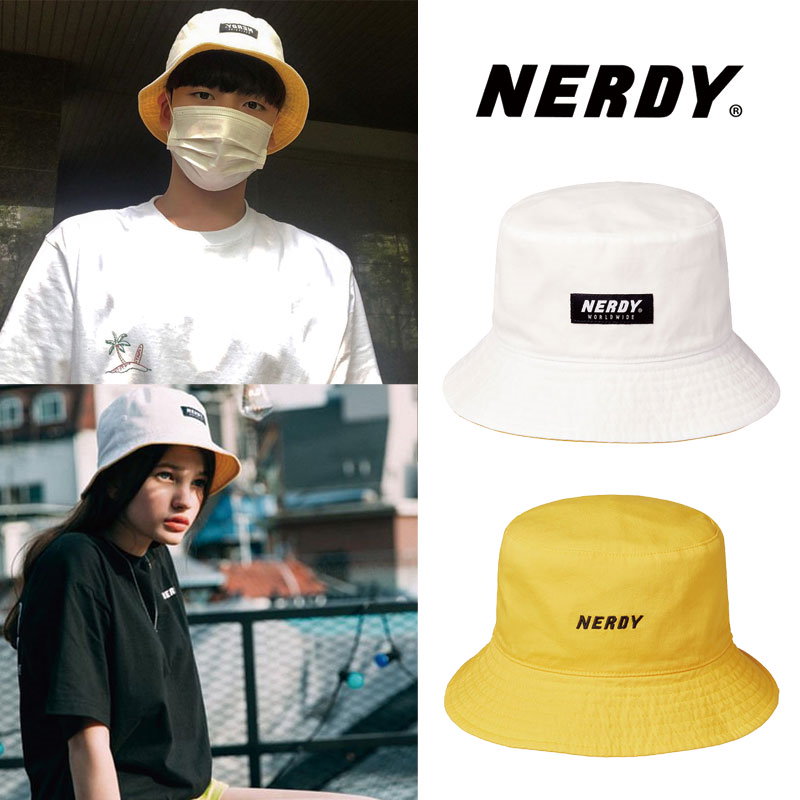 Qoo10 Nerdy Reversible Bucket Hat バケットハット ホワイト イエロー 韓国ハット 韓国ファッション レディース メンズ ユニセックス 韓国人気