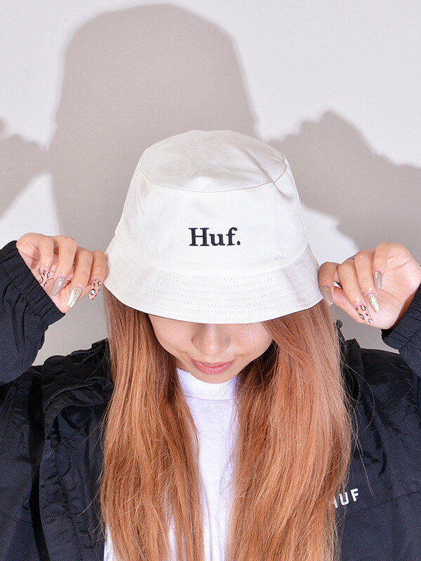 新品★HUF ハフ　バケットハット　ロゴ　ホワイト　L XL