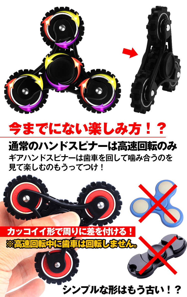 Qoo10 ハンドスピナー ギア 歯車 フィンガースピナー アメリカ 指遊び ストレス解消 大人 子ども 回転 暇つぶし Adhd アスペルガー Pa050