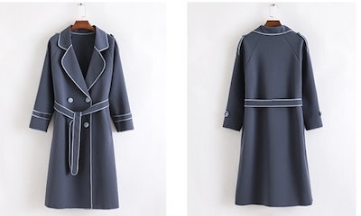 Qoo10 パイピングトレンチコート レディース服