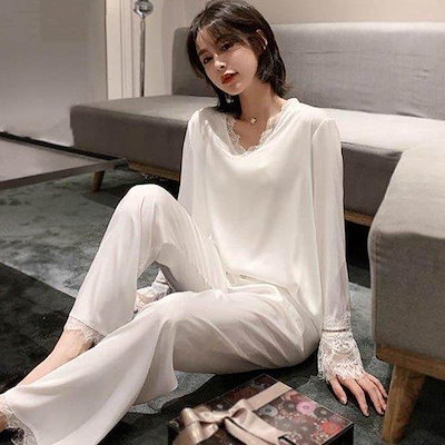 使い勝手の良い ルームウェア パジャマレディース春夏秋長袖ルームウェア寝巻き2点セットシルクパジャマ薄手レース 使い勝手の良い ルームウェア パジャマレディース春夏秋長袖ルームウェア寝巻き2点セットシルクパジャマ薄手レース