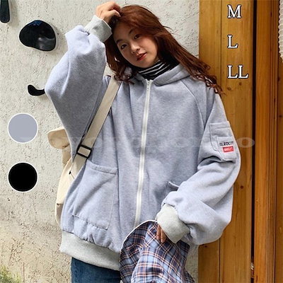 Qoo10 パーカートップスレディース裏起毛パーカ前 レディース服