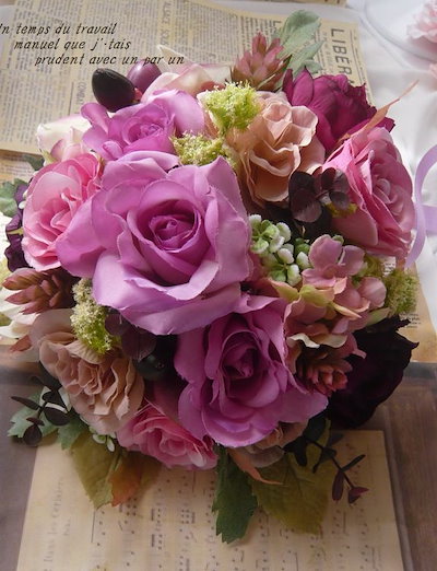 Qoo10 パープルとピンクブーケセット６点セット 腕時計 アクセサリー