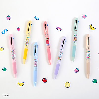 Qoo10 ビーティー21 公式 Bt 21 グッズ 3色ボールペン 文具