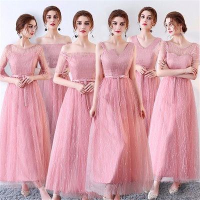 Qoo10 ピンクドレス ロングドレス パーティード レディース服